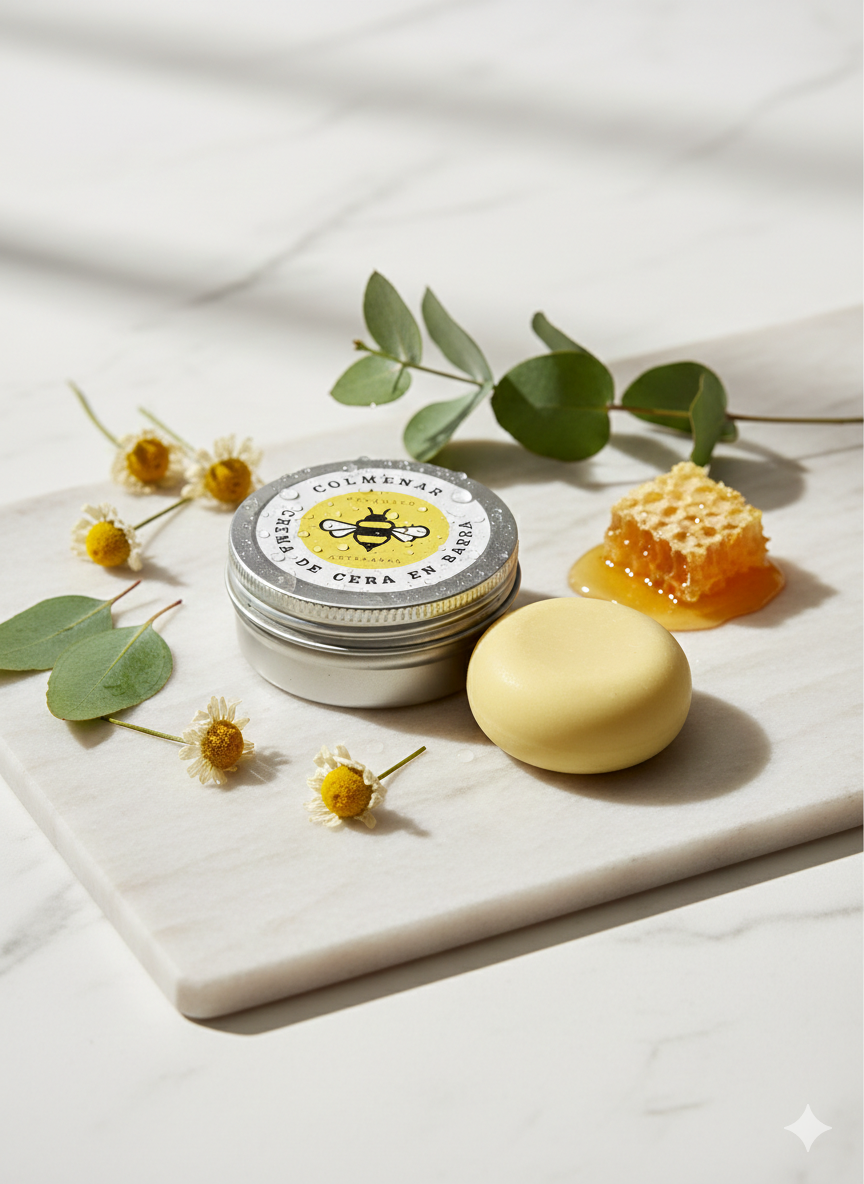 Crema de Cera de Abeja en  Barra con Manteca de Karite y vitamina E    40g.